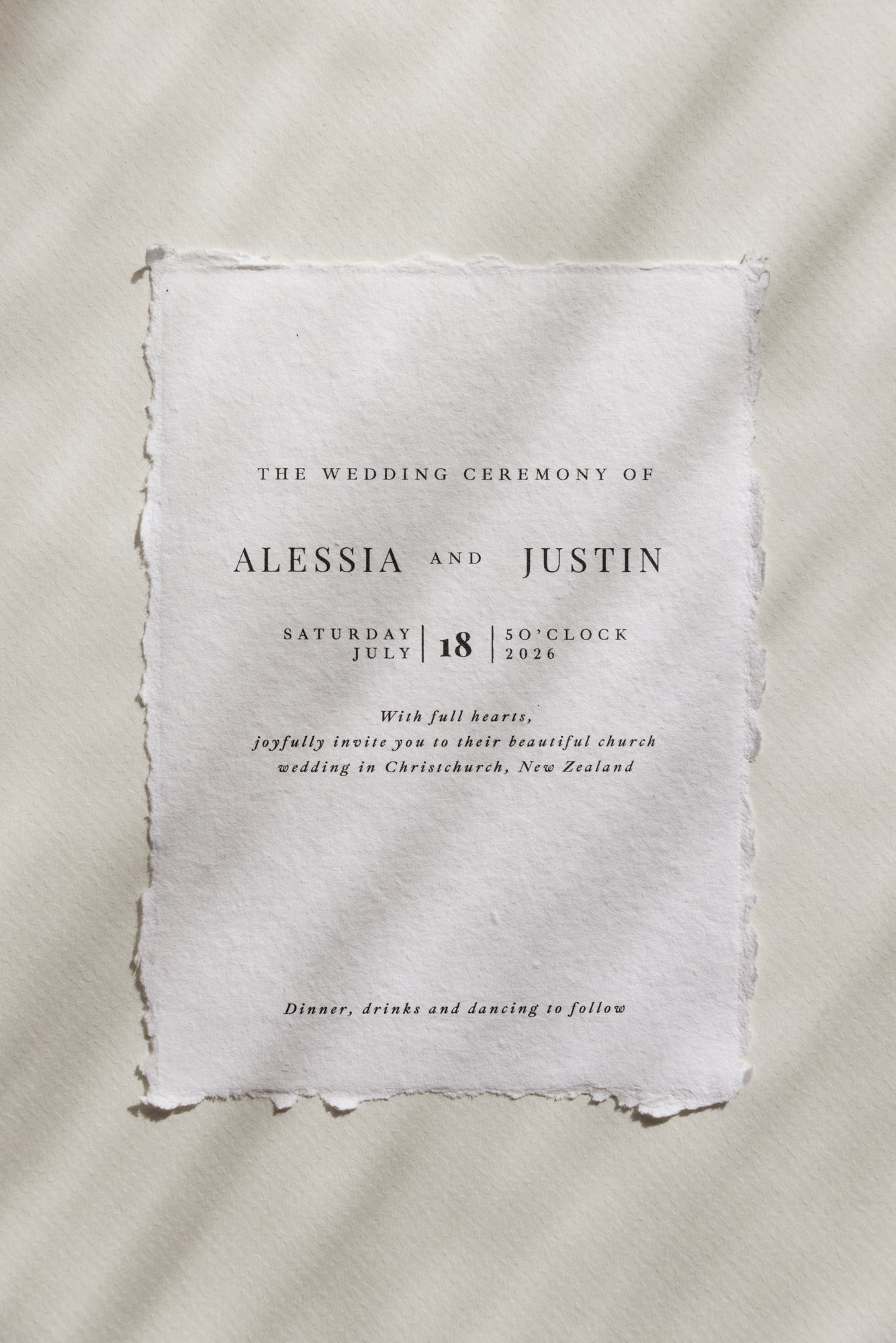 'Alessia' Handmade Paper Wedding Stationery Invitation
