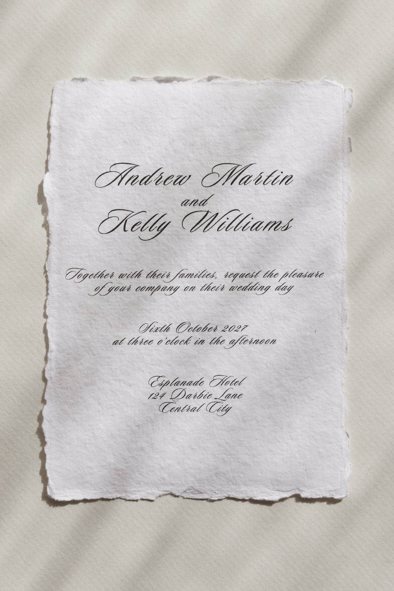 'Kelly' Handmade Paper Wedding Stationery Invitation