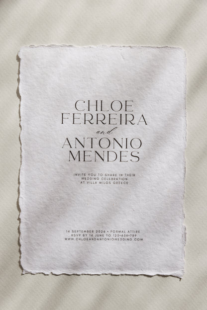 'Chloe' Handmade Paper Wedding Stationery Invitation