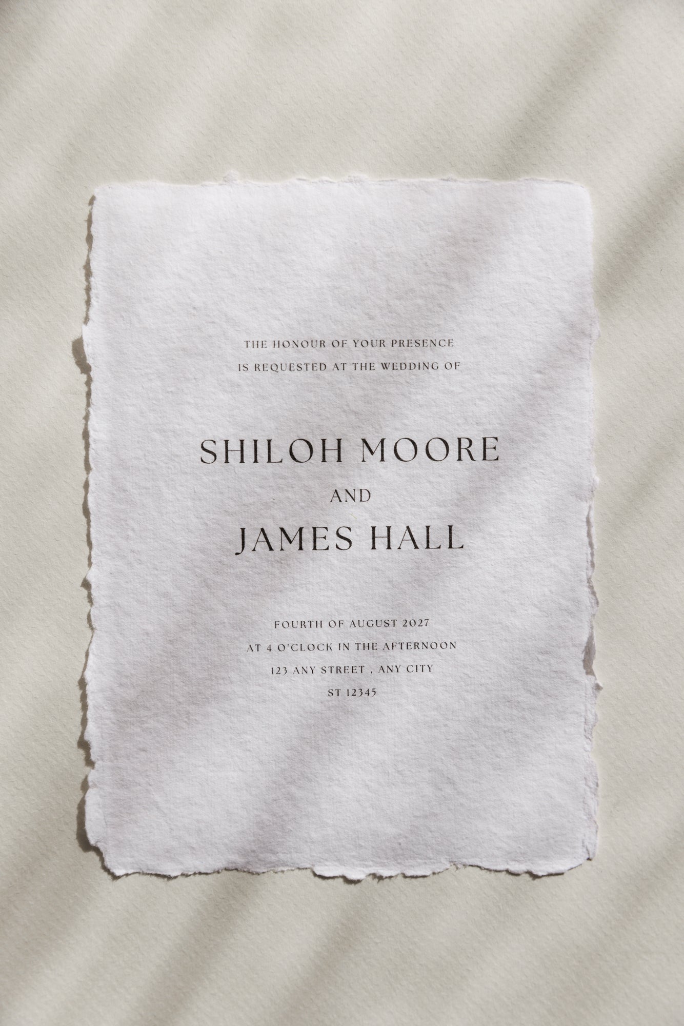'Shiloh' Handmade Paper Wedding Stationery Invitation