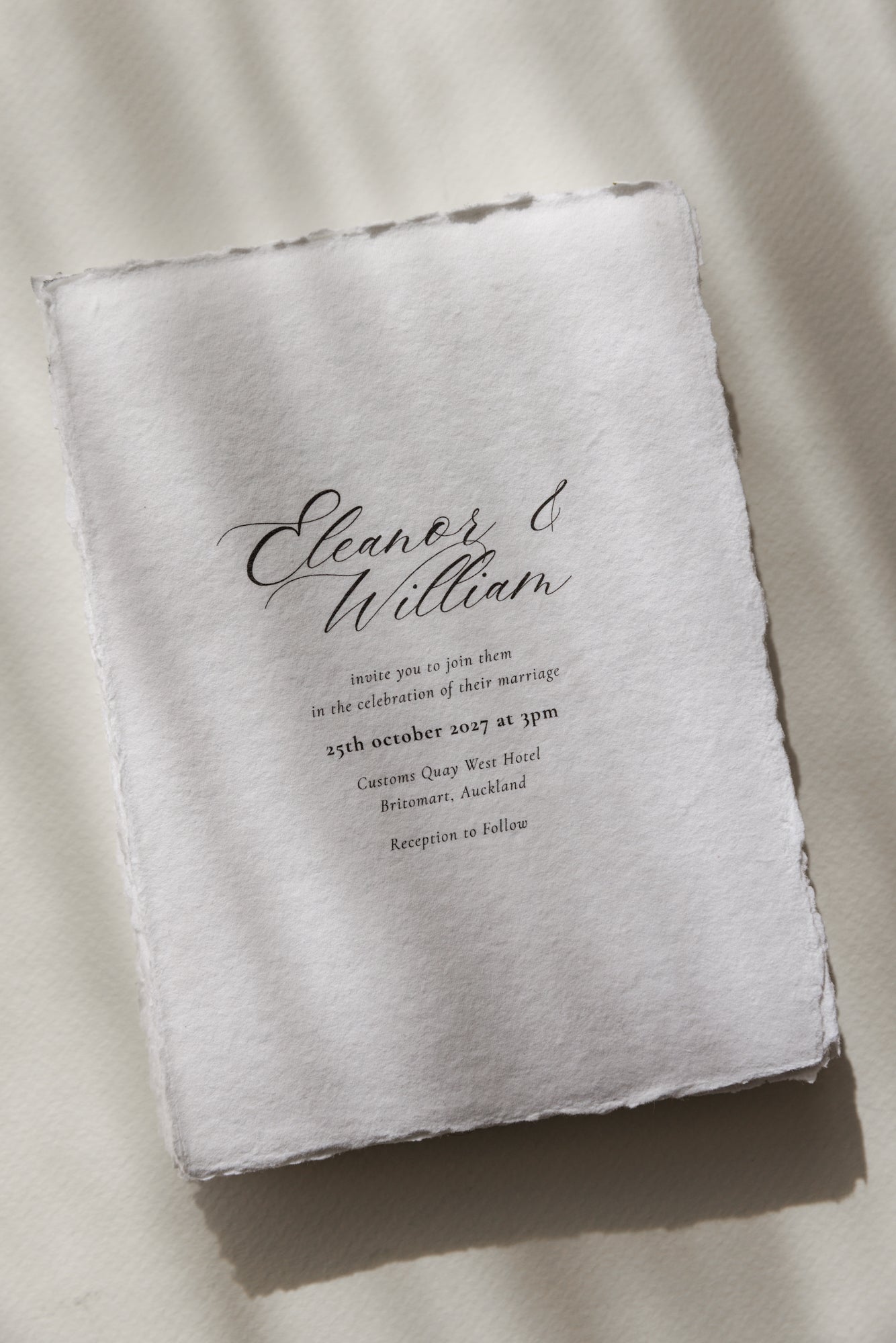 'Eleanor' Handmade Paper Wedding Stationery Invitation