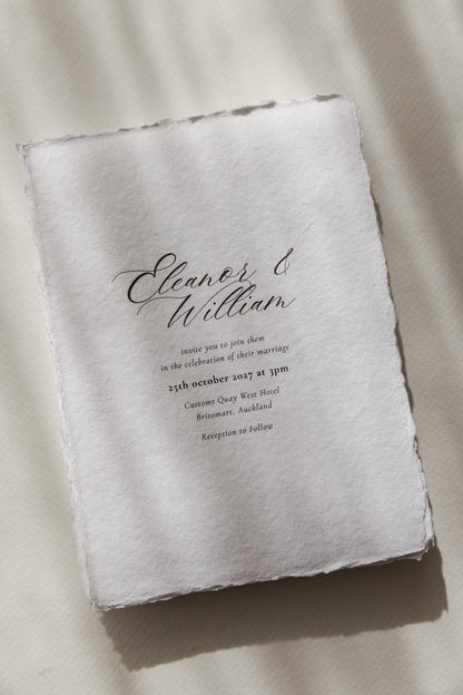 'Eleanor' Handmade Paper Wedding Stationery Invitation