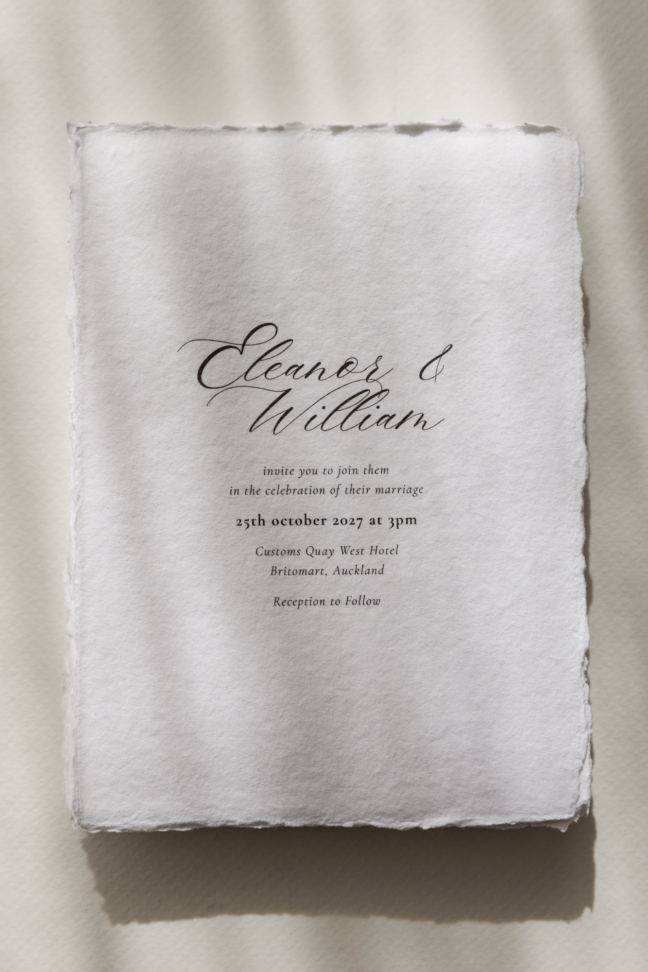 'Eleanor' Handmade Paper Wedding Stationery Invitation
