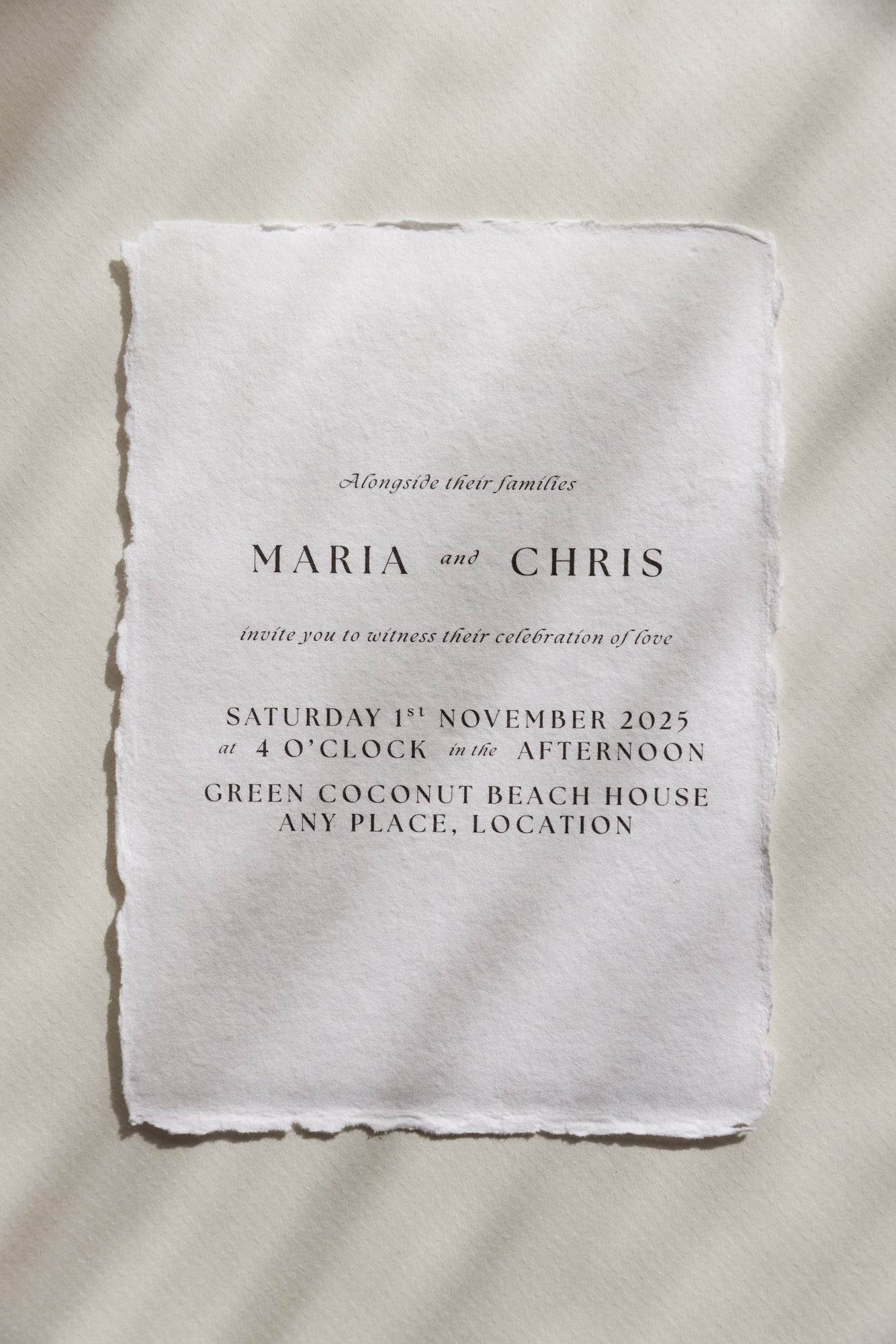 'Maria' Handmade Paper Wedding Stationery Invitation