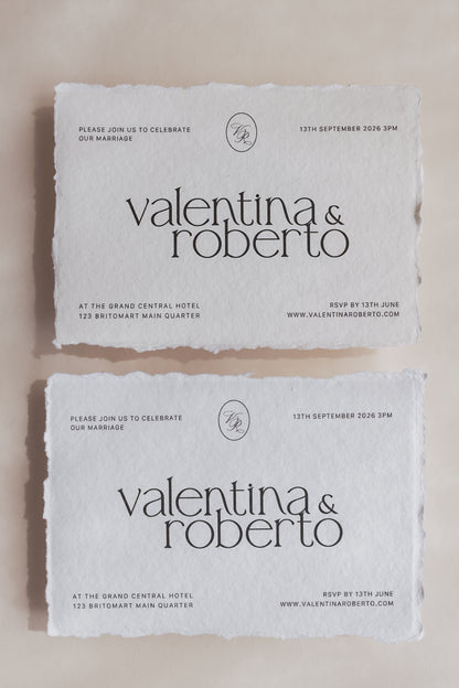 'Valentina' Handmade Paper Wedding Stationery Invitation