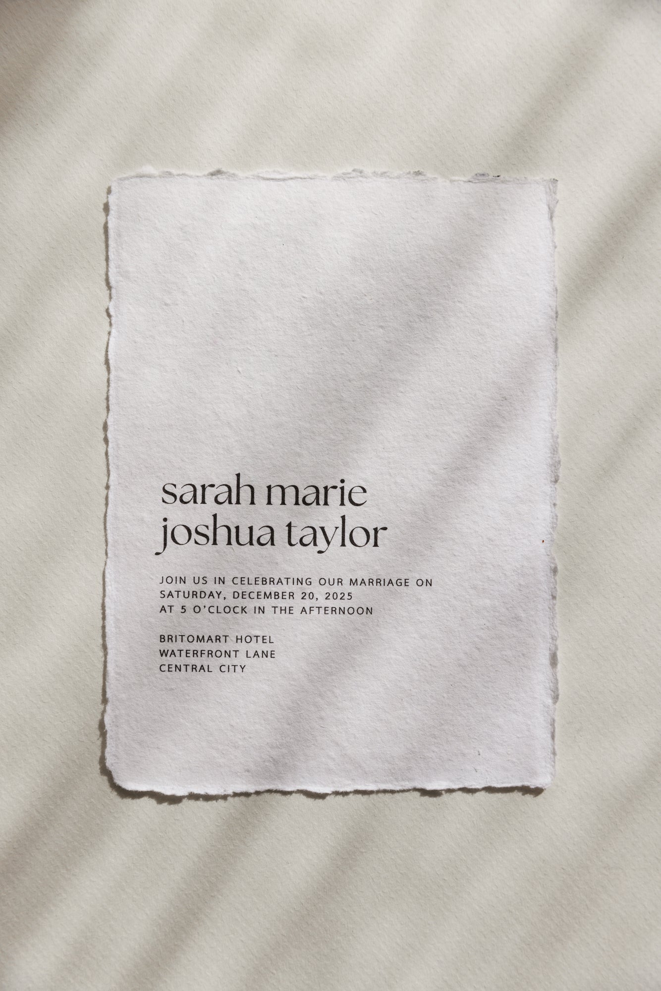 'Sarah' Handmade Paper Wedding Stationery Invitation