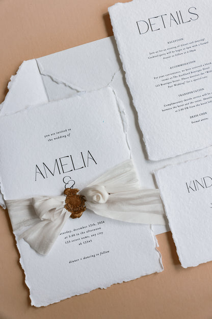 'Amelia' Handmade Paper Wedding Programs