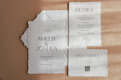 'Amelia' Handmade Cotton Rag Paper Wedding Stationery