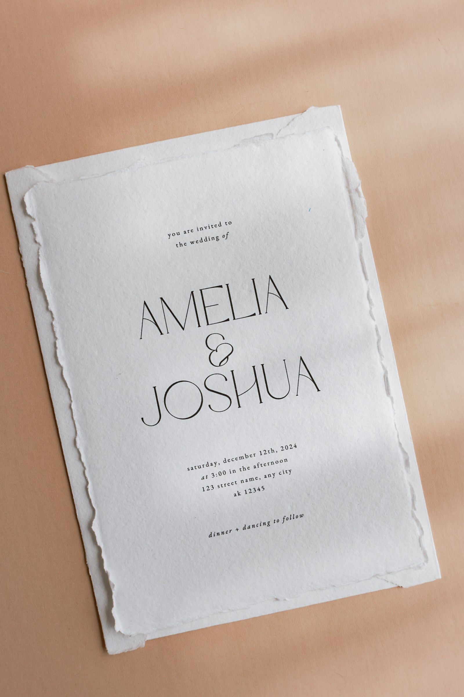 'Amelia' Handmade Wedding Invitation with envelope