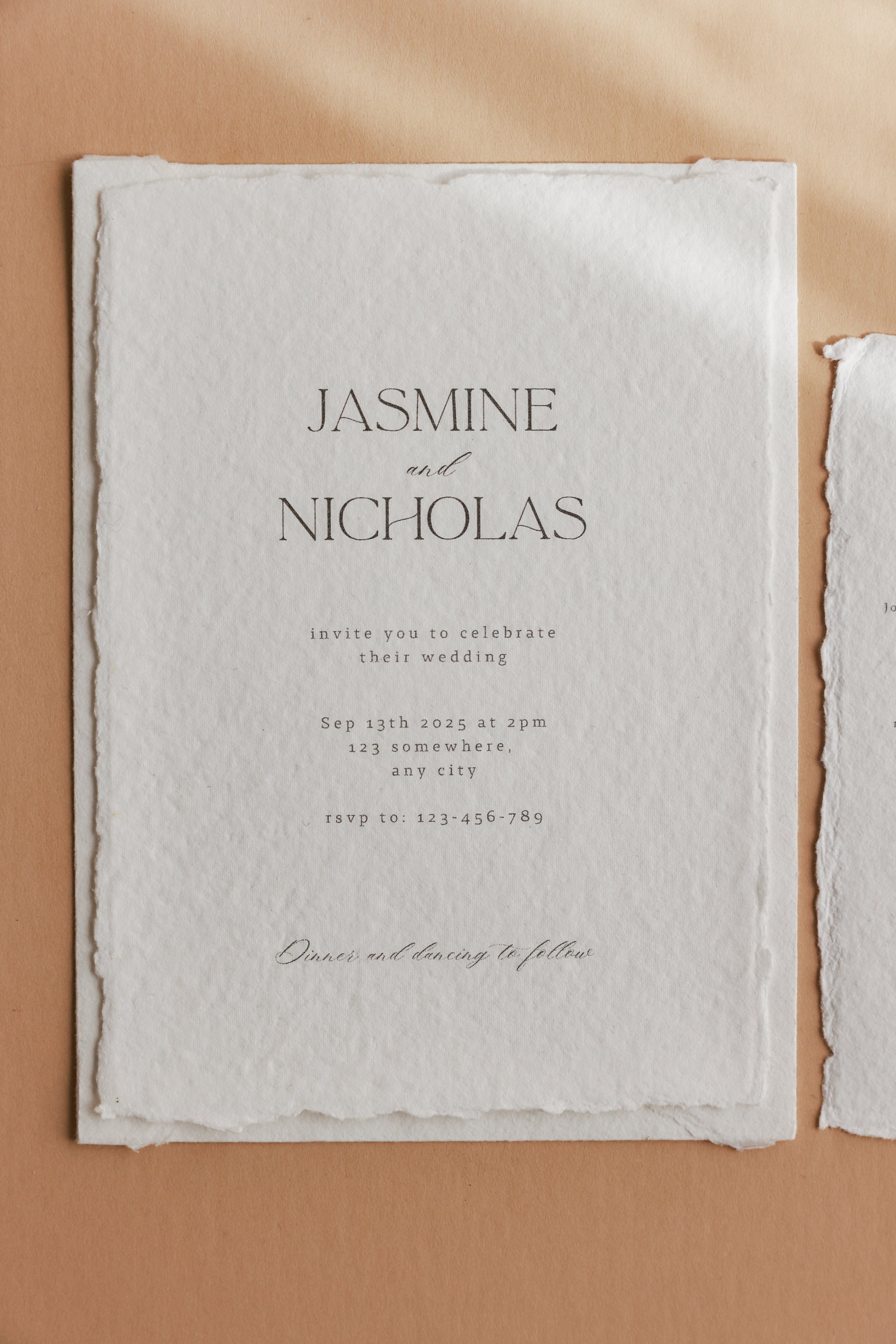 'Jasmine' Handmade Paper Wedding Stationery Invitation Set