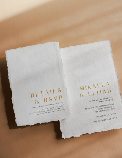 'Mikaela' Handmade Paper Wedding Invitation Stationery Suite