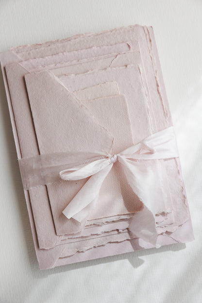 Blush Deckle Edge Handmade Cotton Rag Paper