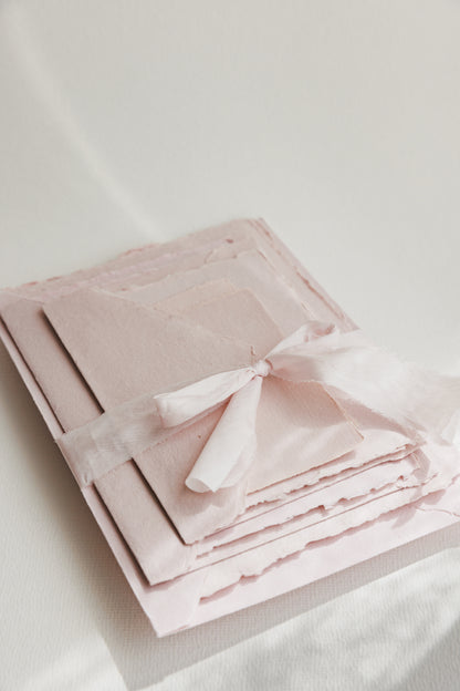 Blush Deckle Edge Handmade Cotton Rag Paper