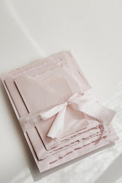 Blush Deckle Edge Handmade Cotton Rag Paper