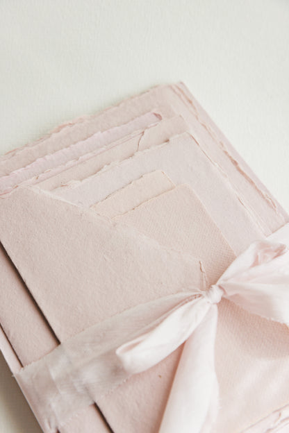 Blush Deckle Edge Handmade Cotton Rag Paper