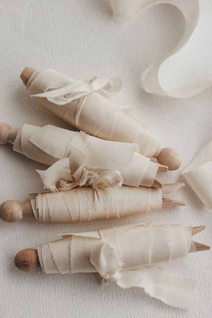 Warm Ivory Silk Ribbon