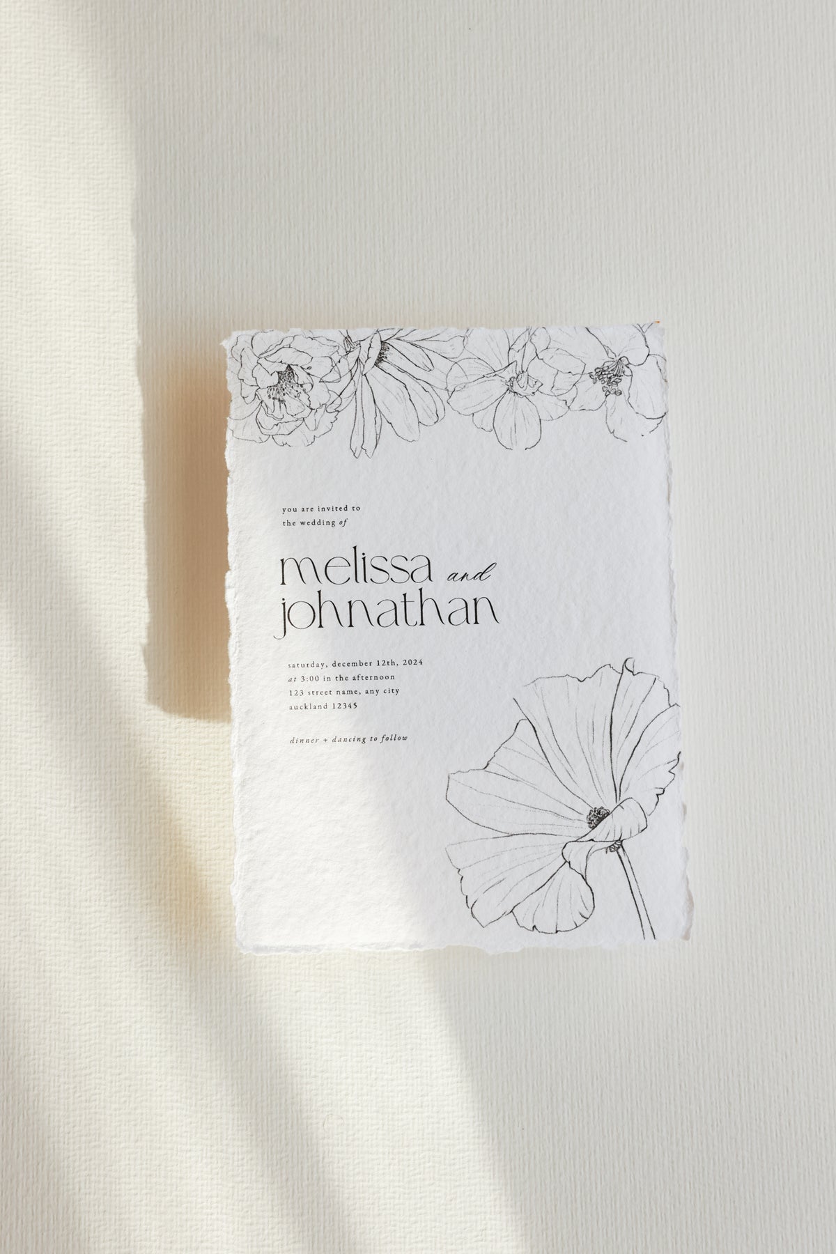 'Amelia' Handmade Paper Wedding Stationery Invitation Suite – Feathers ...