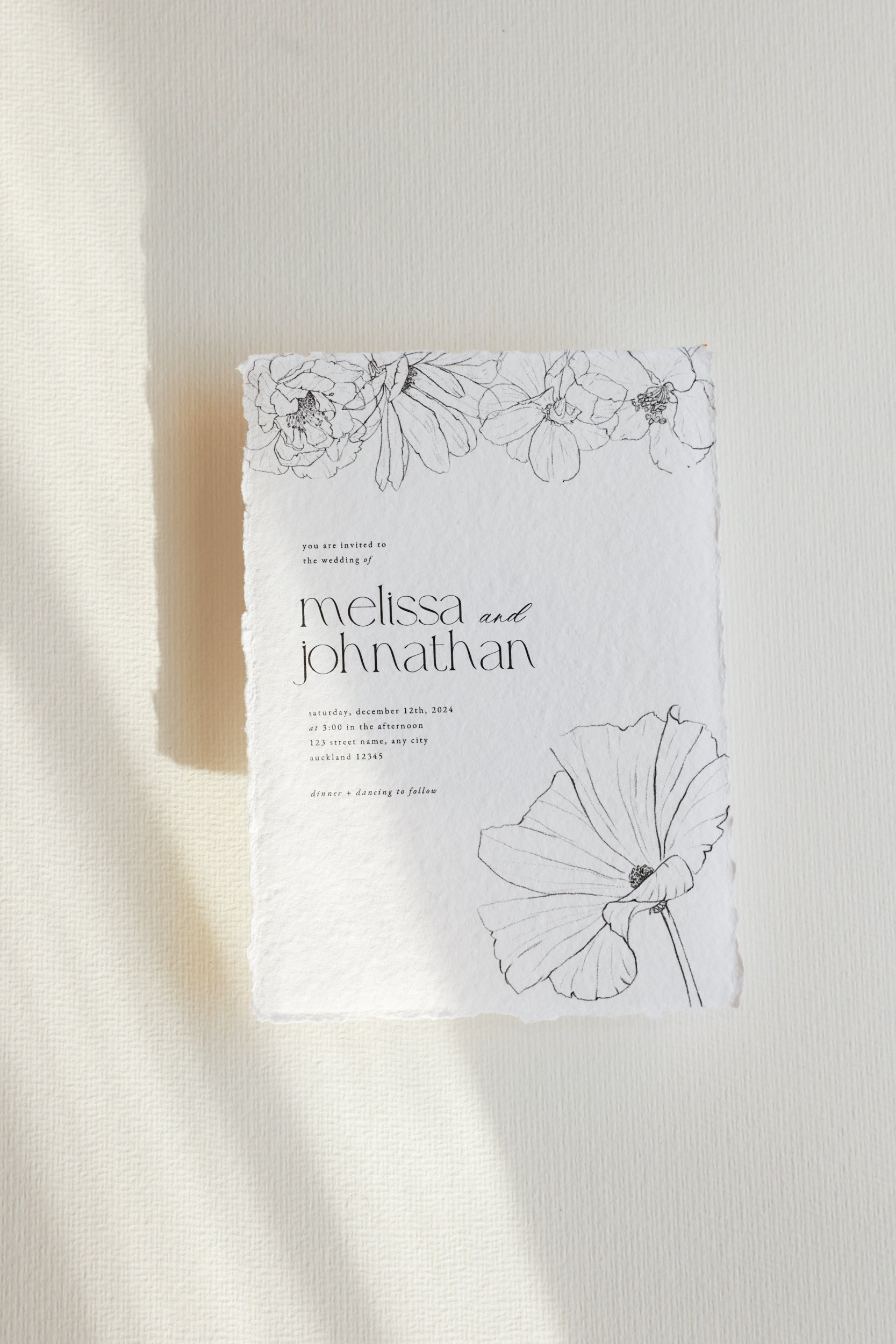 'Melissa' Handmade Paper Wedding Stationery Invitation