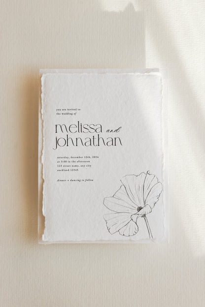 'Melissa' Handmade Paper Wedding Stationery Invitation