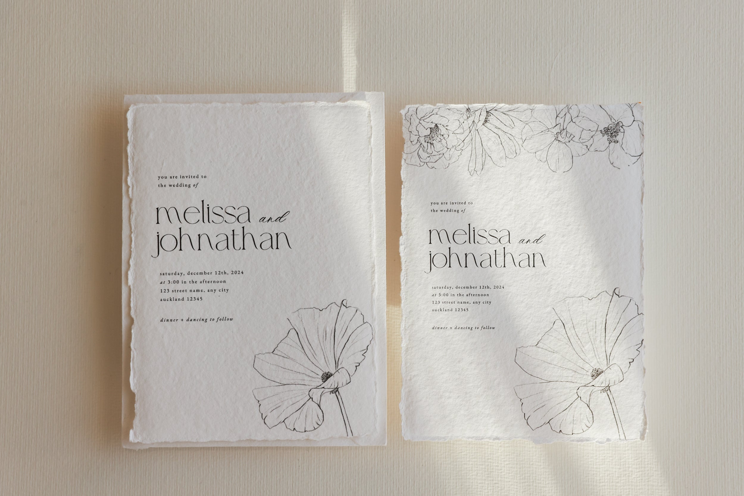 'Melissa' Handmade Paper Wedding Stationery Invitation