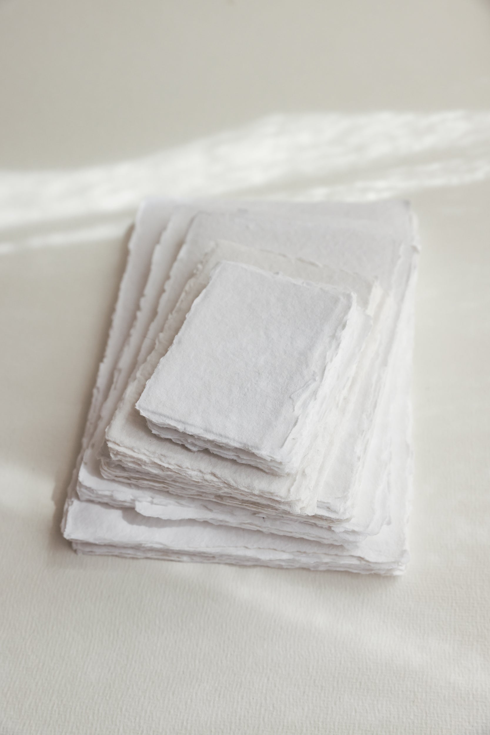 White Handmade Cotton Rag Deckle Edge Paper