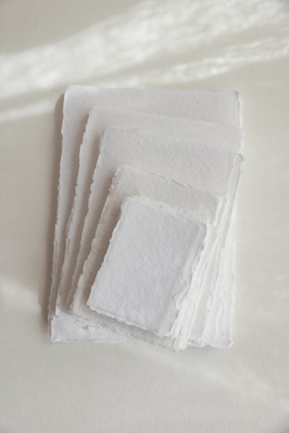 White Handmade Cotton Rag Deckle Edge Paper