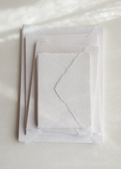 White Deckle Edge Cotton Rag Envelopes