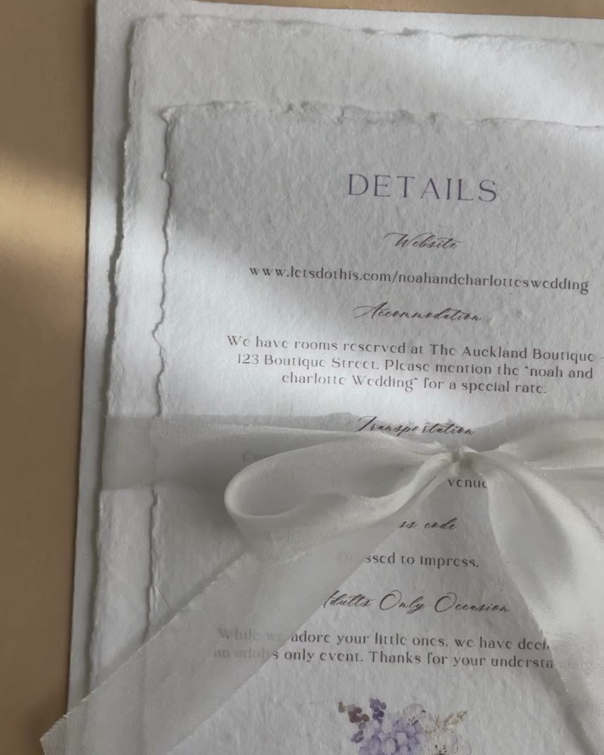 'Charlotte' Handmade Paper Wedding Stationery Invitation Suite