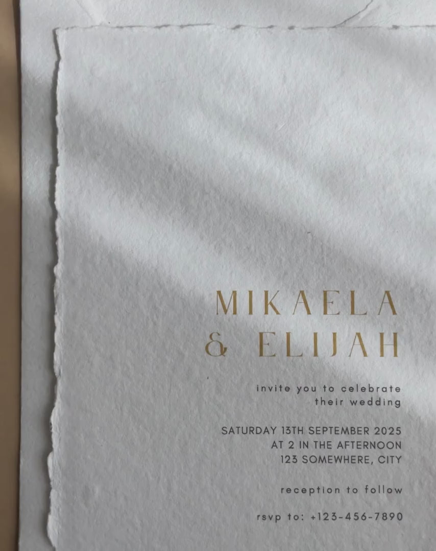 'Mikaela' Handmade Paper Wedding Invitation Stationery Suite