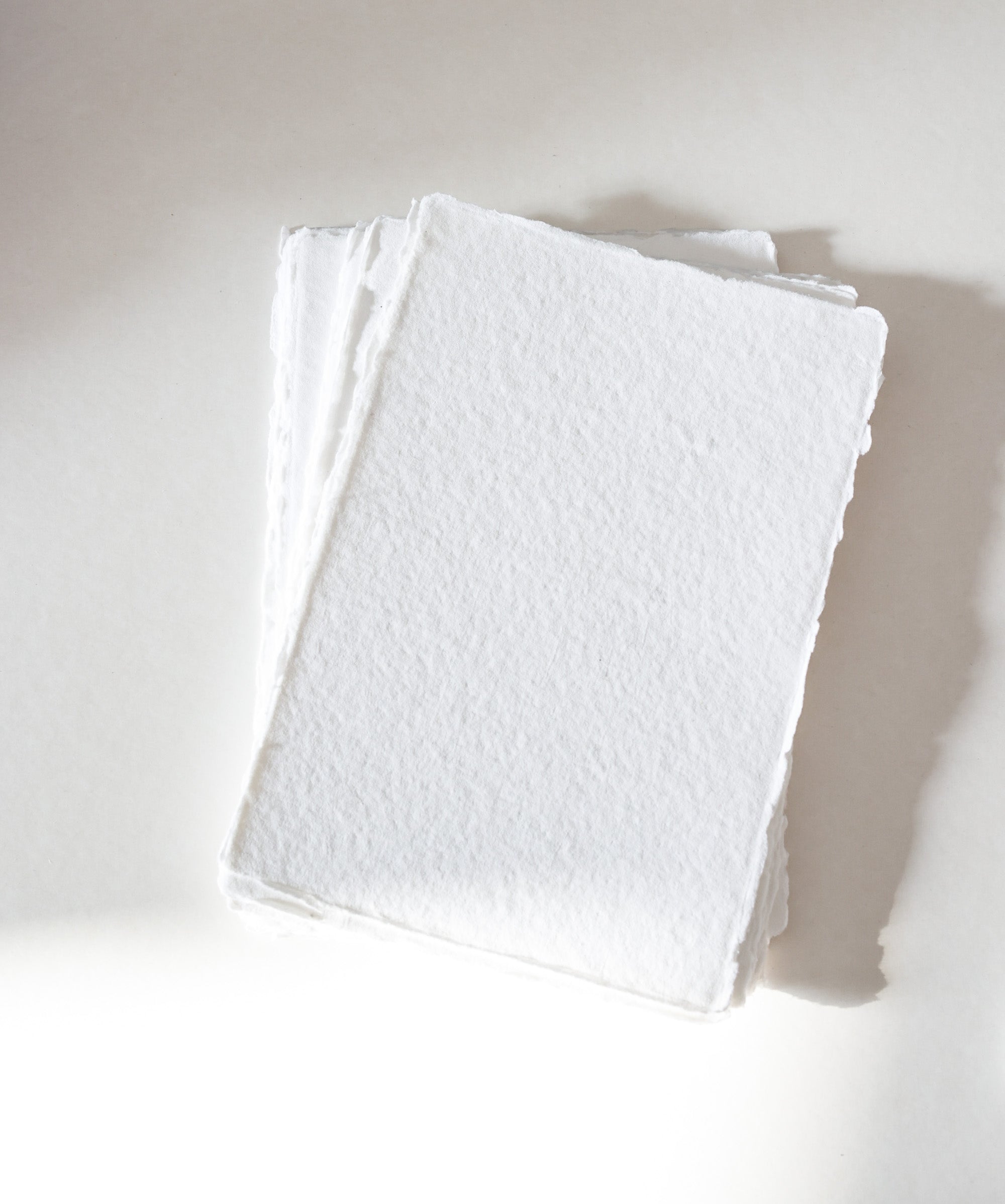 White Handmade Cotton Rag Deckle Edge Paper