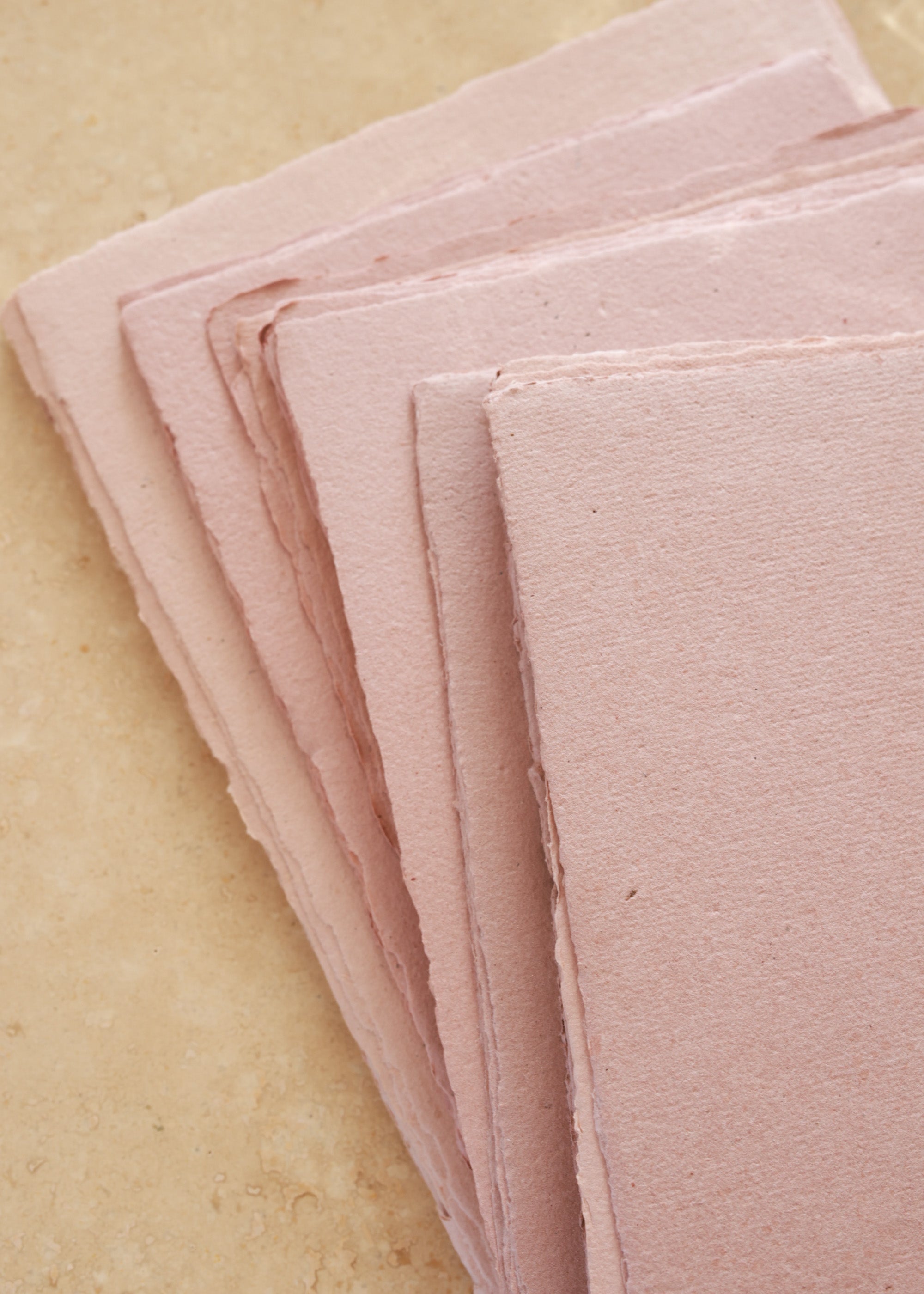 Blush Pink Handmade Recycled Paper with deckled edges