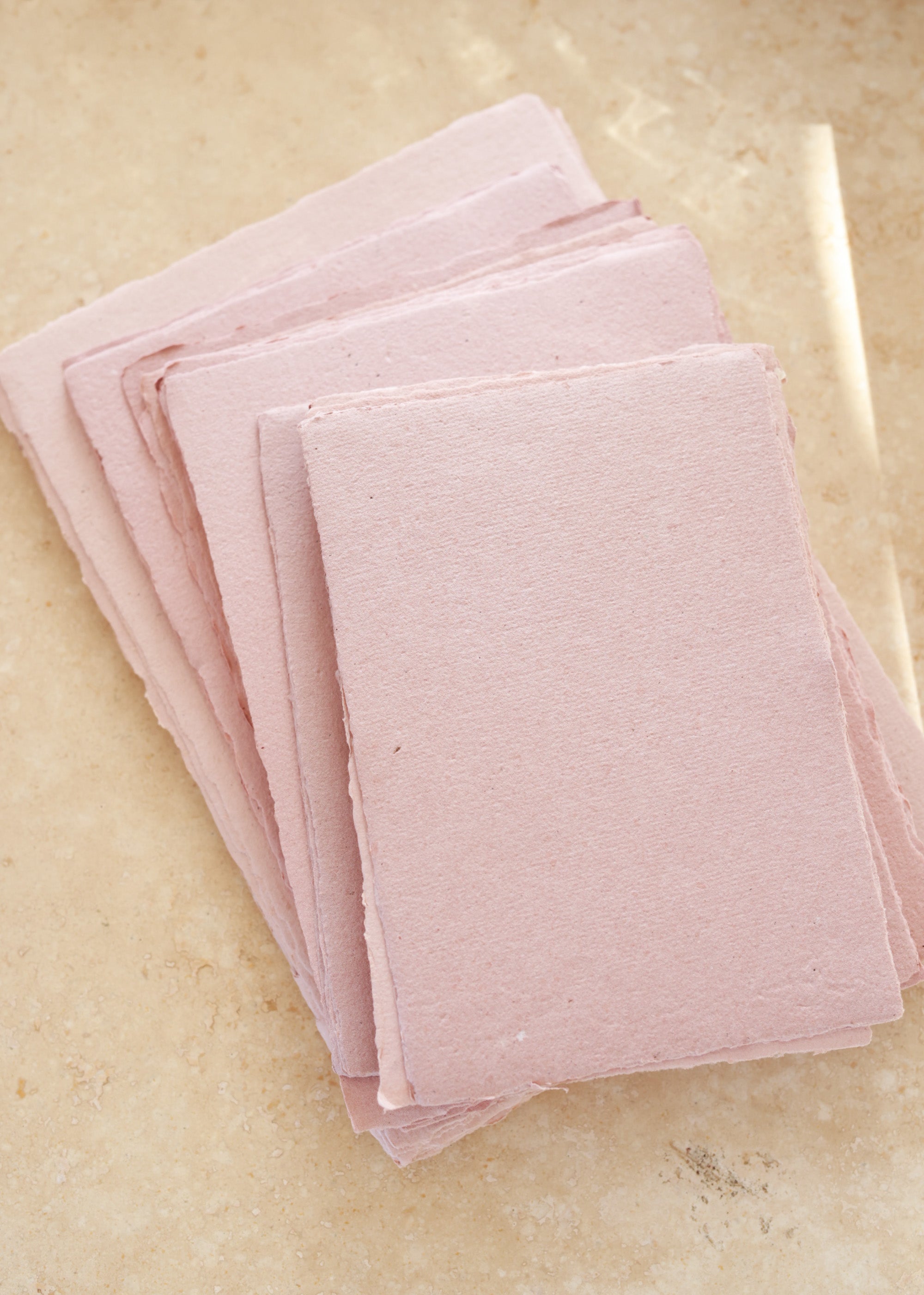 Blush Pink Handmade Recycled Paper in A6, A5 and 5x7