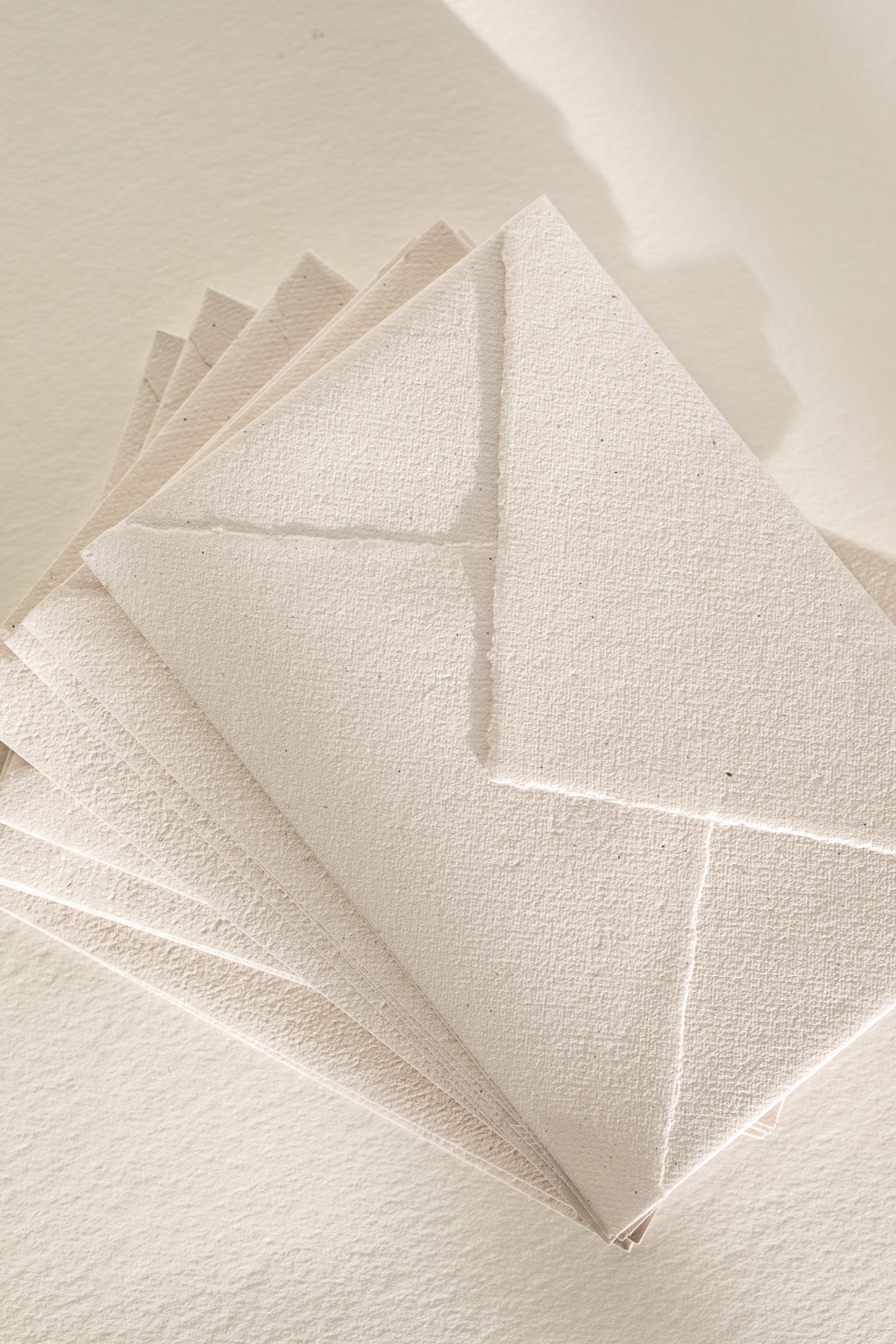 Champagne Recycled Envelopes - Deckled Edge - Feathers and Stone