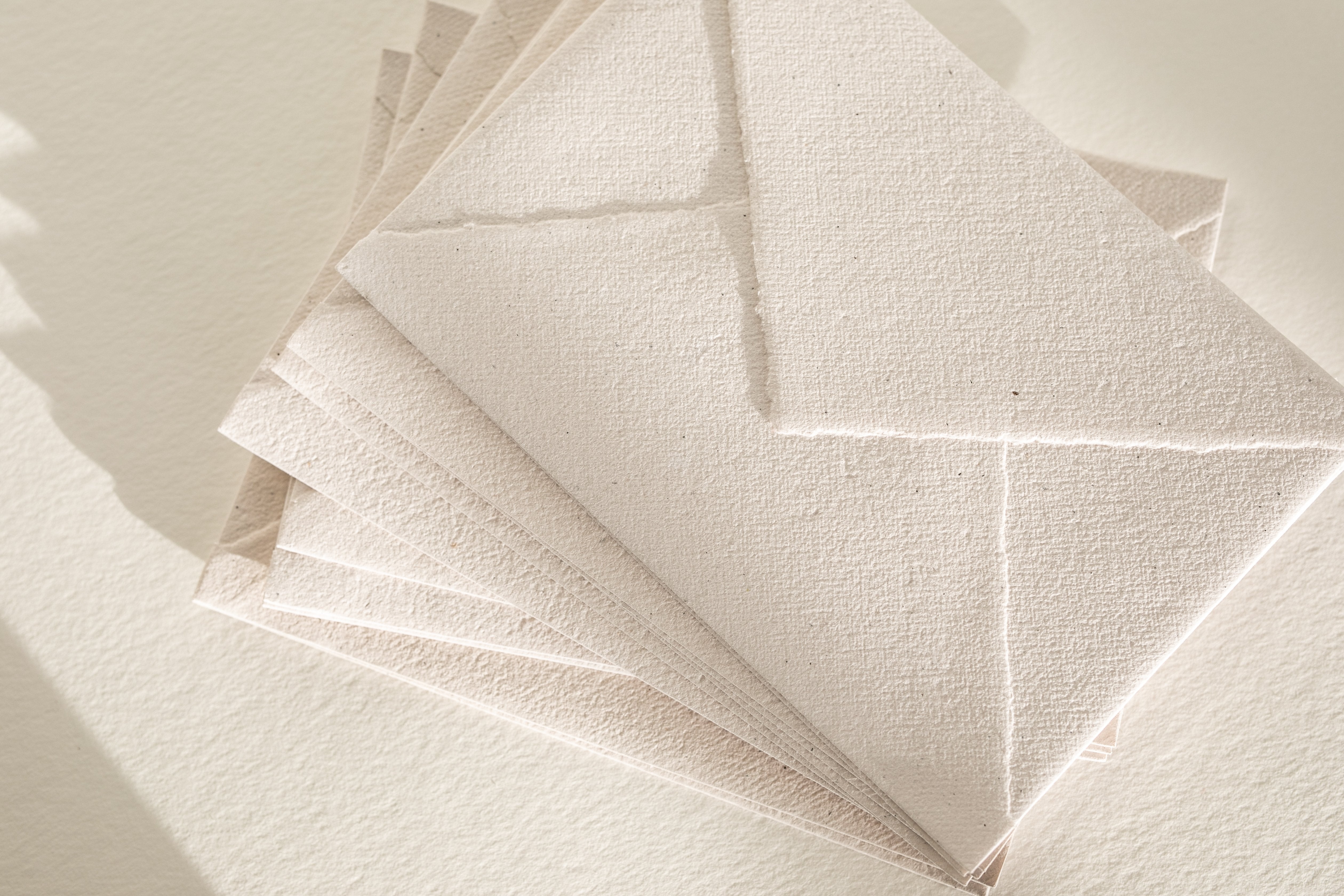 Champagne Recycled Envelopes - Deckled Edge - Feathers and Stone