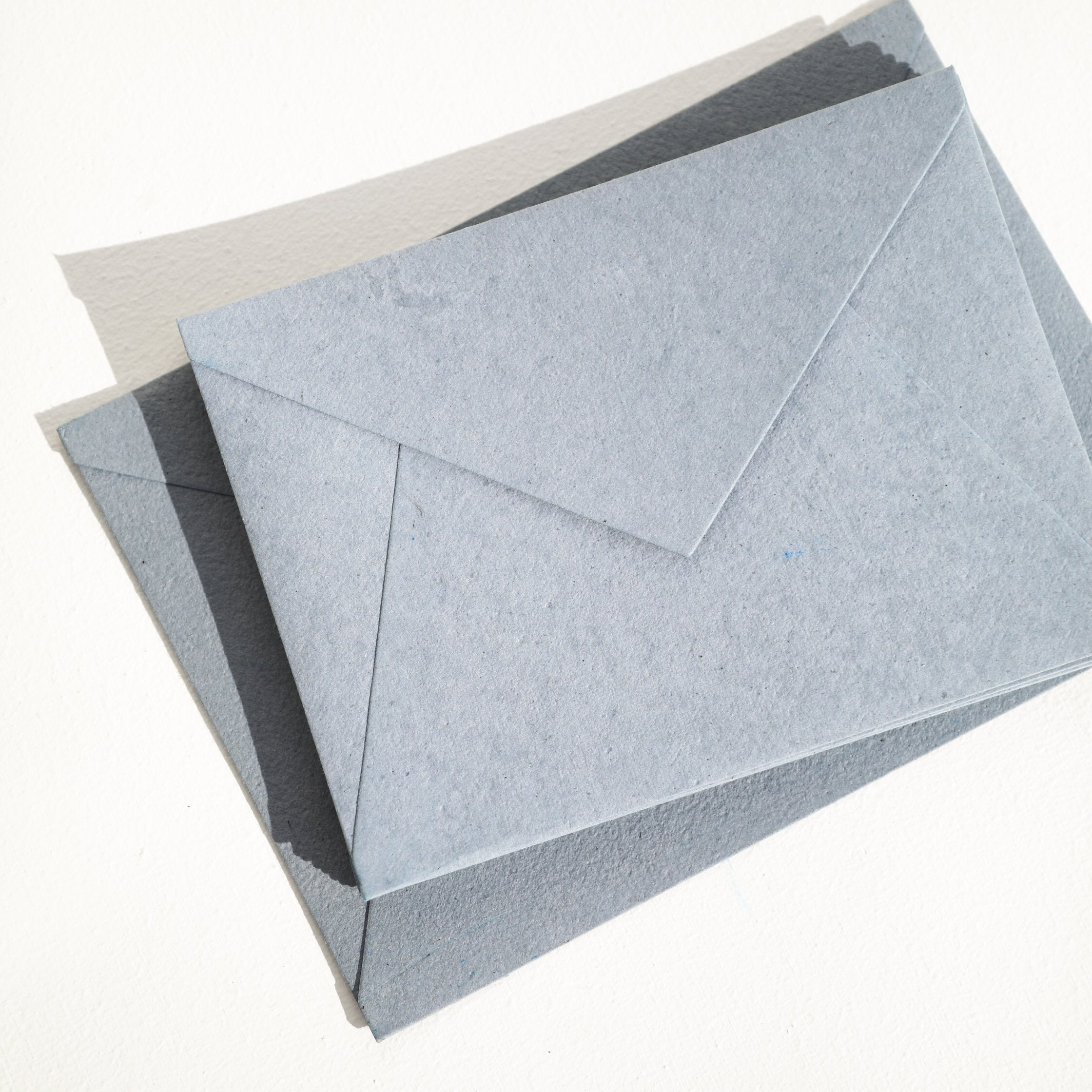 Dusty Blue Handmade Recycled Envelopes - (Deckle Edge or Cut Edge) - Feathers and Stone