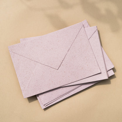 Blush Pink handmade recycled envelopes in C6, C5 and 5x7