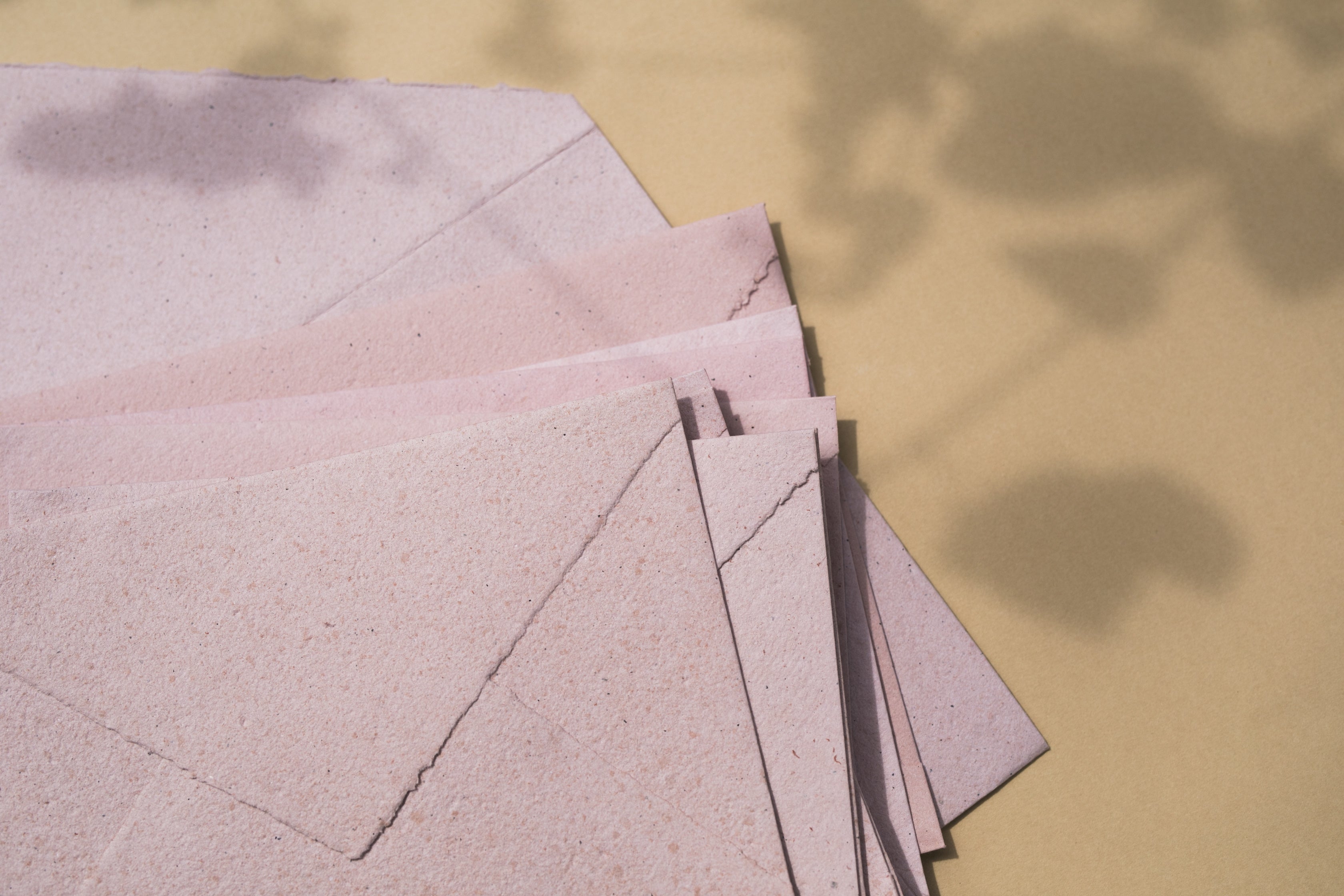 Blush Pink handmade recycled envelopes by Feathers And Stone