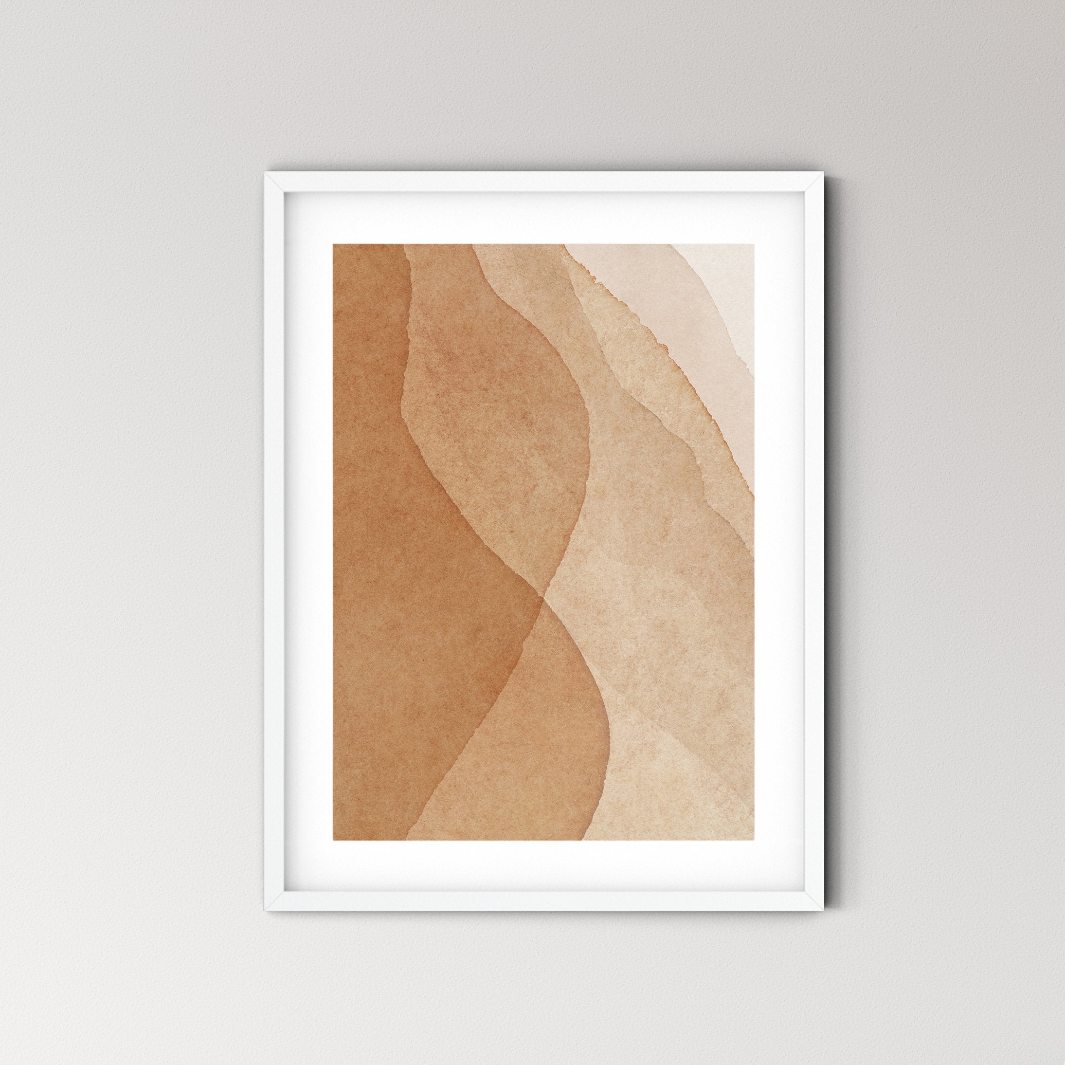 Golden Boho Abstract Landscape Art Print No.6 - Feathers and Stone