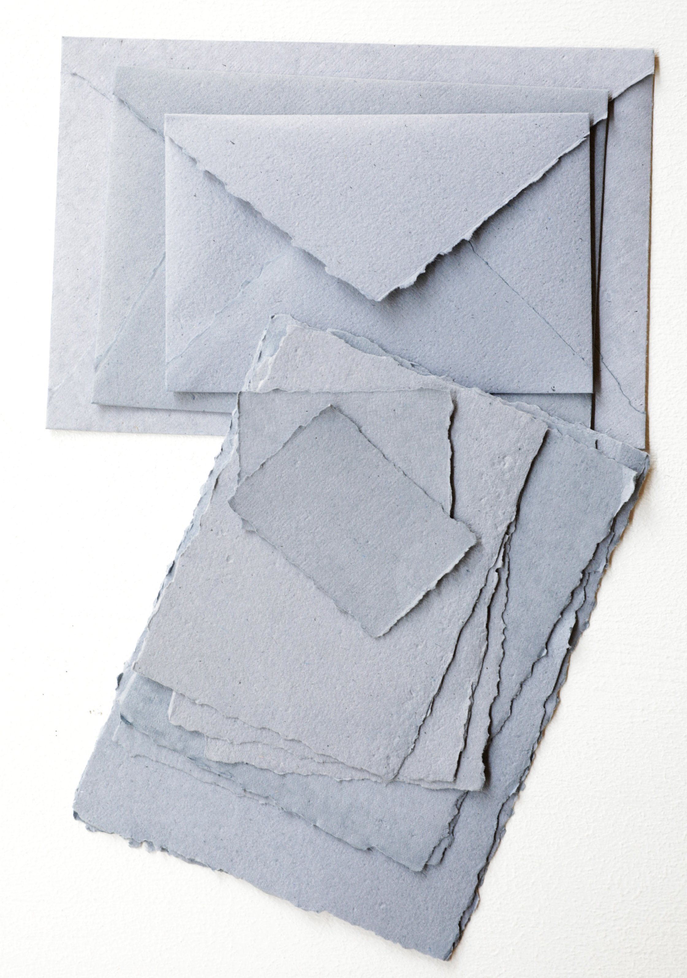 Dusty Blue Handmade Recycled Envelopes - (Deckle Edge or Cut Edge) - Feathers and Stone
