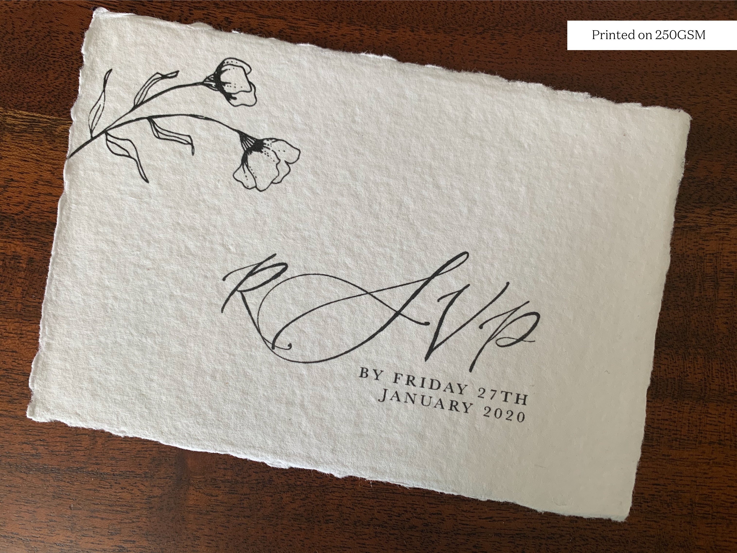 Kaylee Deckled Edge Paper Wedding Invitation, Wedding Stationery