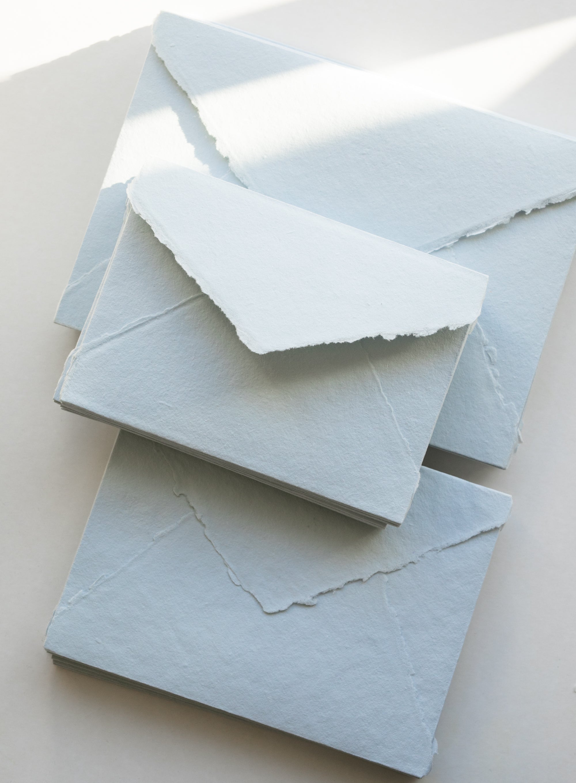 Powder Blue Handmade Deckle Edge Cotton Rag Envelopes — Feathers and Stone