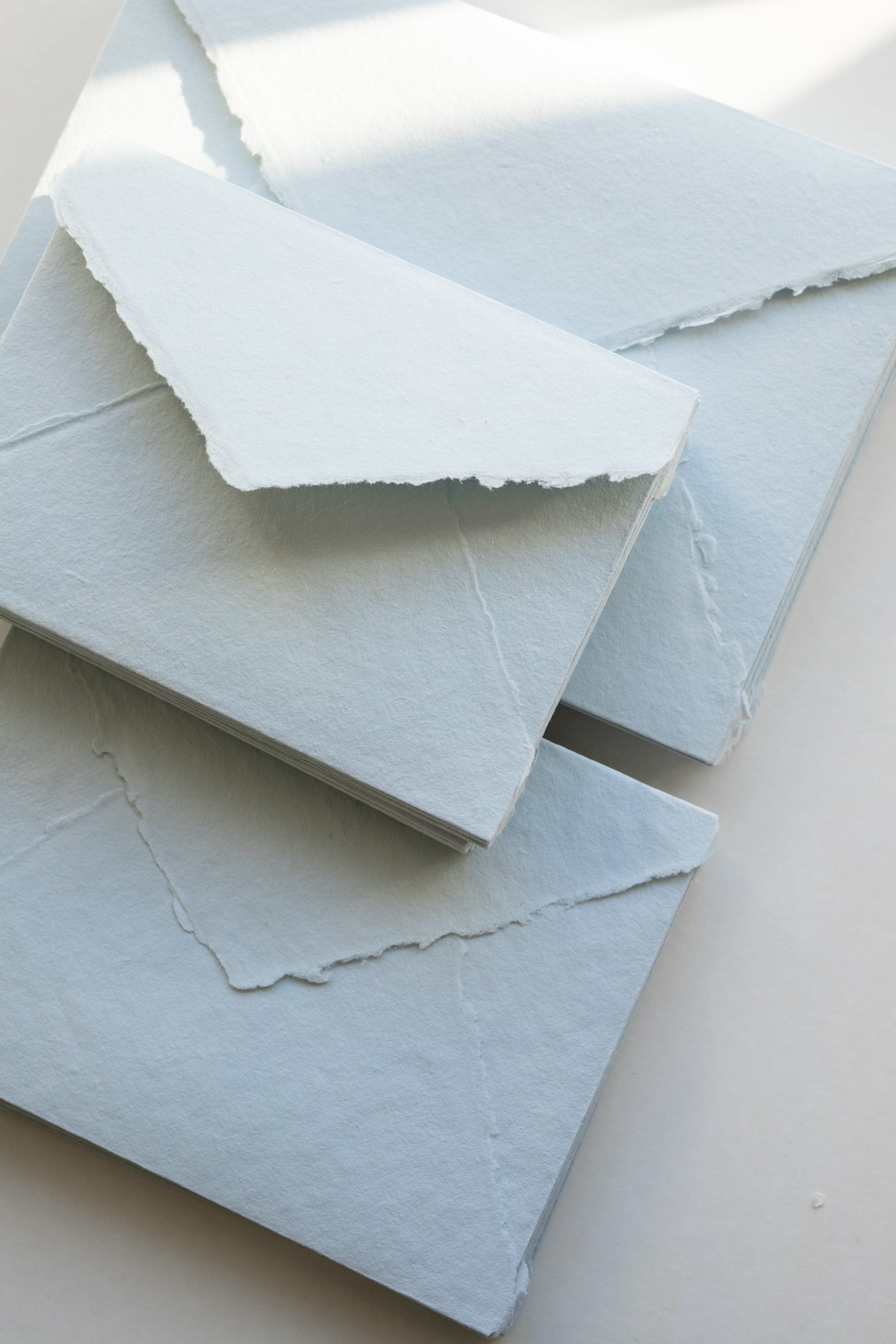 Powder Blue Handmade Deckle Edge Cotton Rag Envelopes — Feathers and Stone