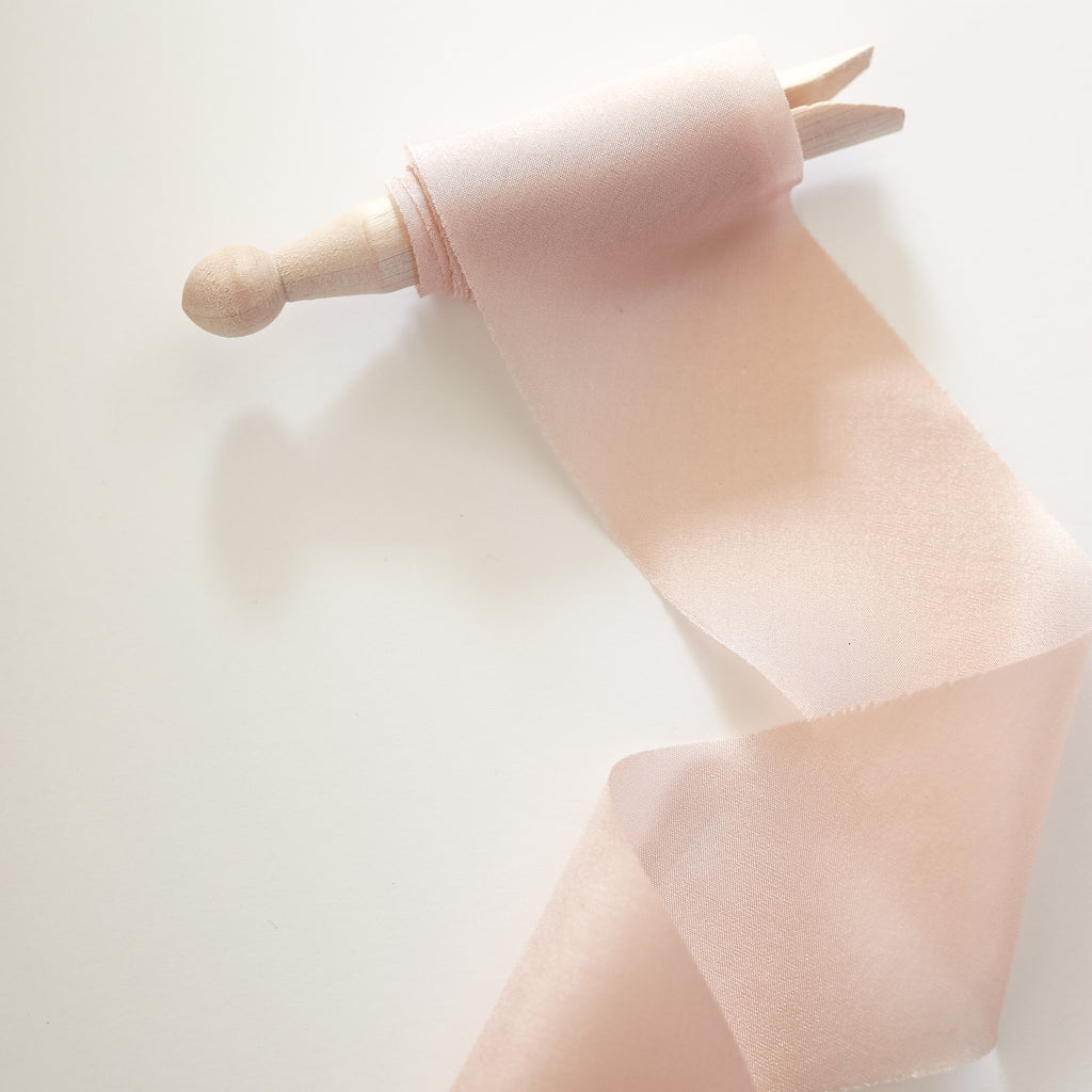 Blush Organic Silk Ribbons Plant-based, Hand Dyed — Feathers and Stone