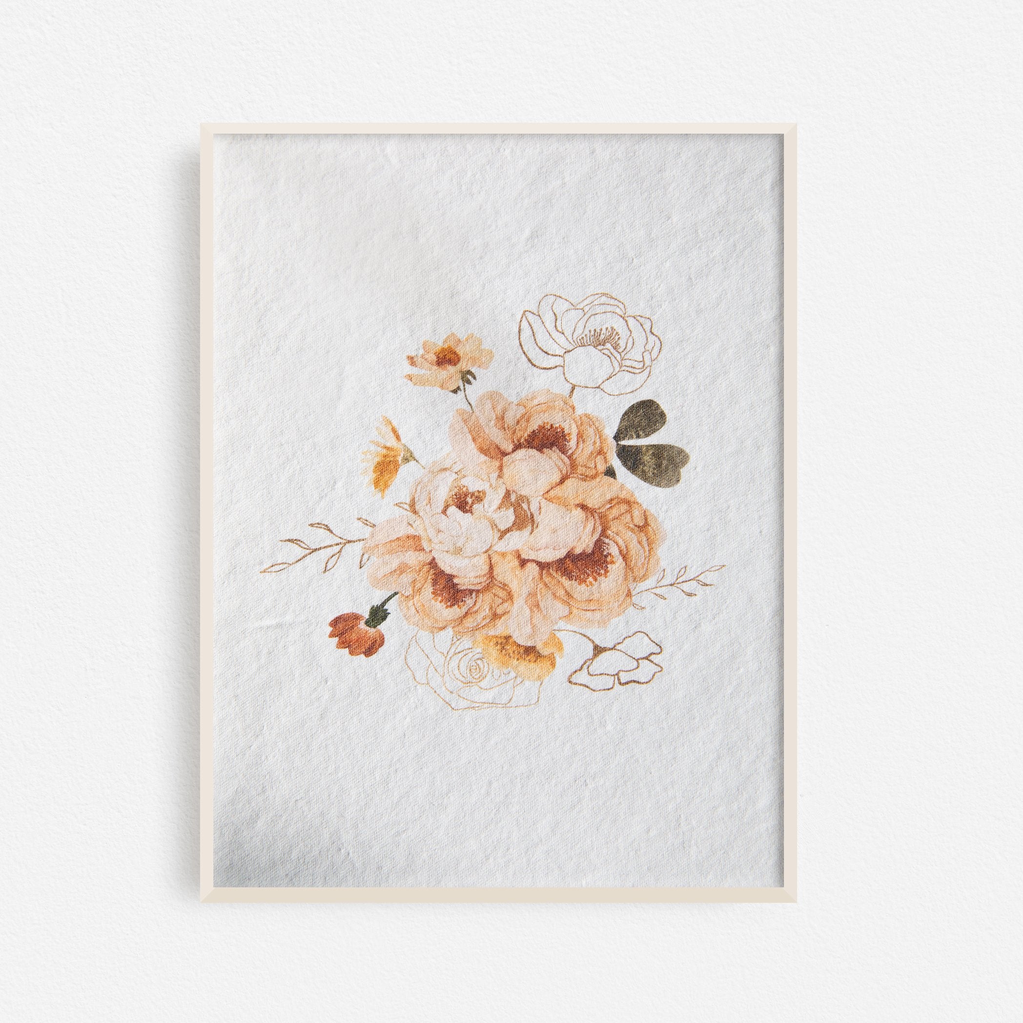 Autumn Flowers Bouquet Art Print No.1 - Feathers and Stone