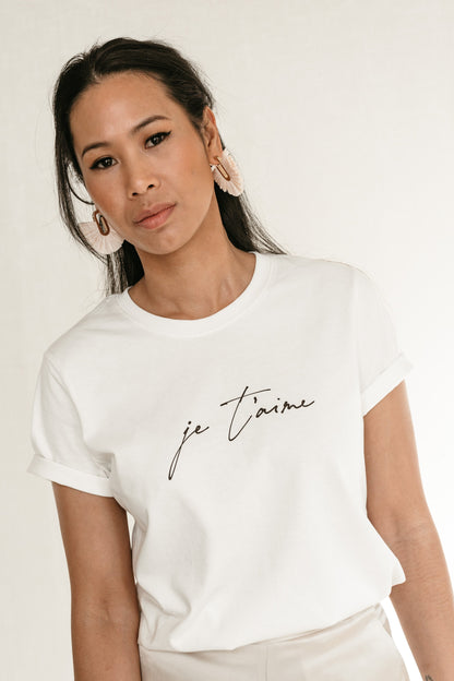 JE T'AIME Organic Cotton T-shirt - Feathers and Stone